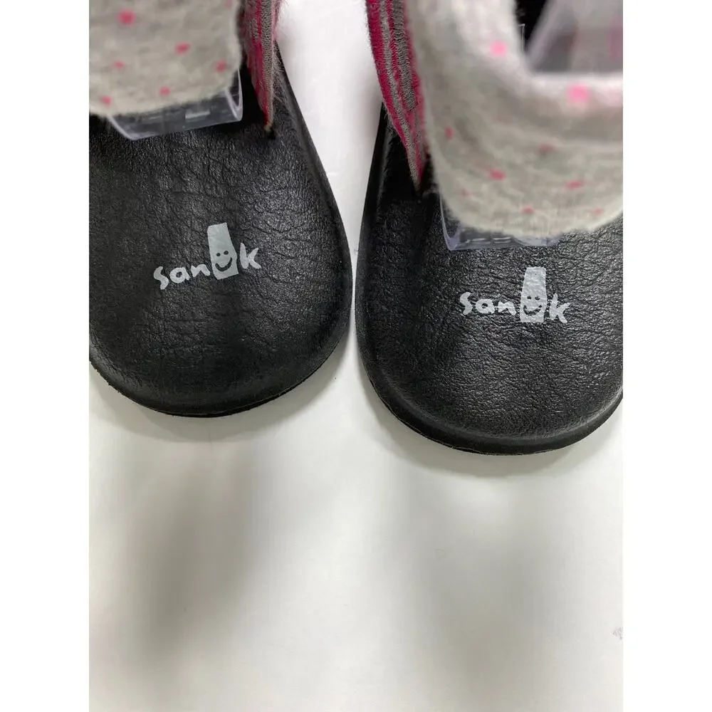 Sanuk Yoga‎ Sling Back Sandals Womens Sz 9 Slip On Comfy Pink Polka Dot Stripes
